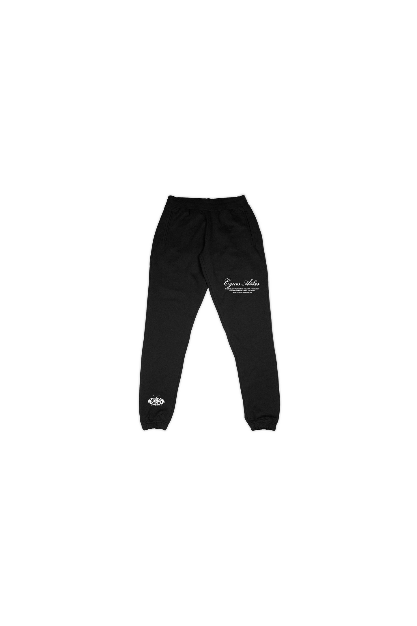 EZRA'S ATLAS SCRIPT SWEATPANTS - BLACK